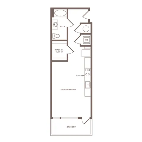569 square foot studio one bath apartment floor plan image