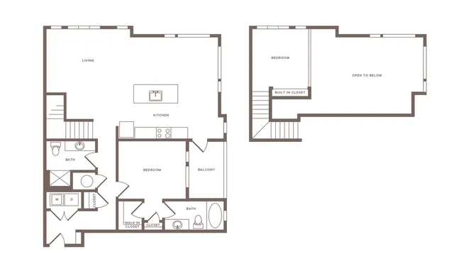 1152 square foot two bedroom two bath apartment floorplan image