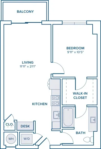 742 square foot one bed one bath floor plan in St. Petersburg, FL