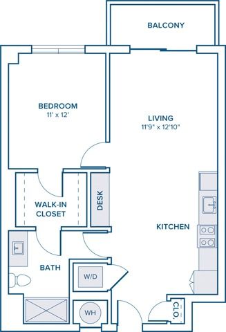 746 square foot one bed one bath floor plan in St. Petersburg, FL
