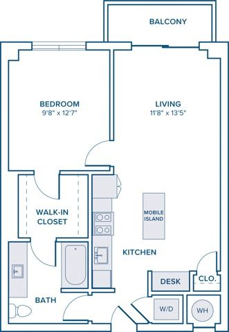 758 square foot one bed one bath floor plan in St. Petersburg, FL