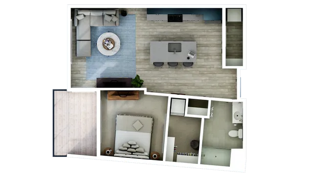 The Havens 1-bedroom at Southern Station offers 731 sq. ft., 1 bath, stainless steel appliances, quartz countertops, in-unit washer and dryer, and access to luxury amenities in Grandview Heights.