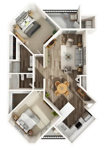 2 Bed - 2 Bath 1025 sqft