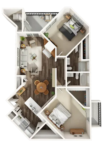 2 Bed - 2 bath 1067 sqft