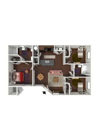 3 Bedroom Flat 3D Furnished