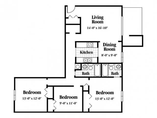Three Bedroom, Two Bath