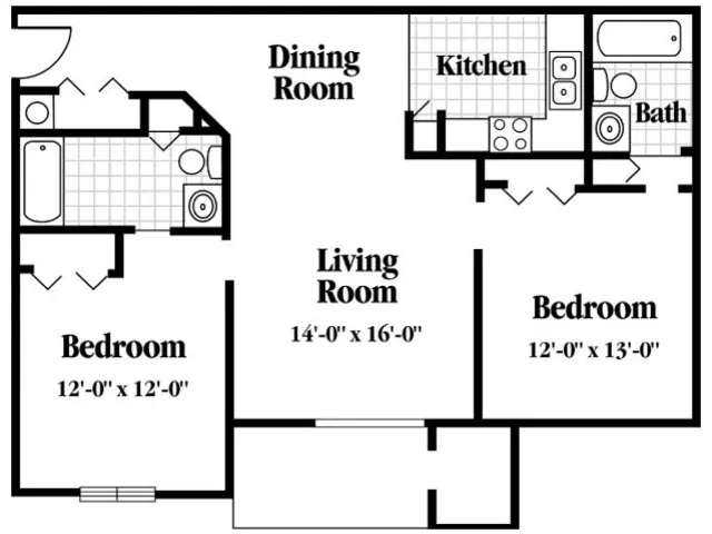 Two Bedroom, Two Bath
