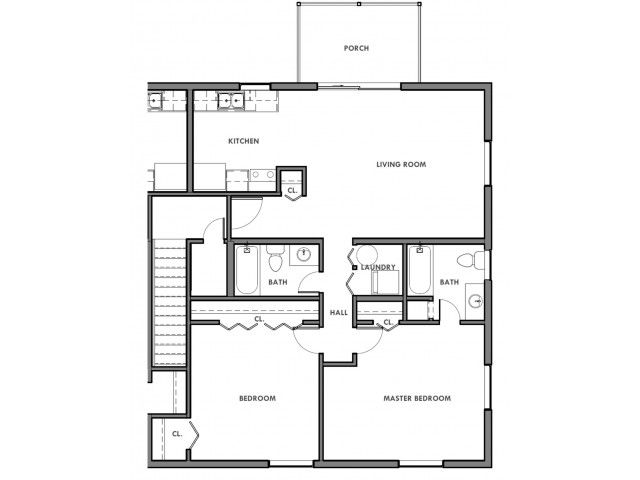 Two Bedroom, Two Bath