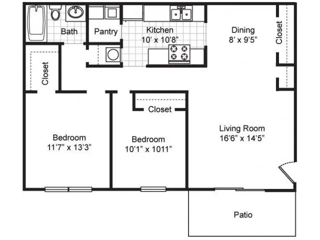 Maple: Two Bedroom, One Bath