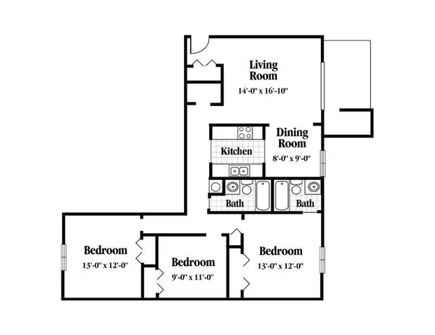 Three Bedroom, Two Bath