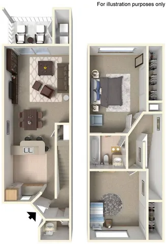 Two Bedroom, 1.5 Bath Townhome