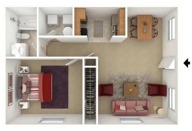 One Bedroom, One Bath