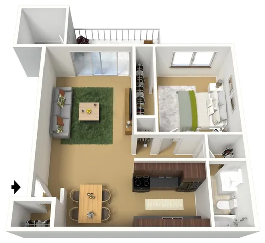 One Bedroom, One Bath