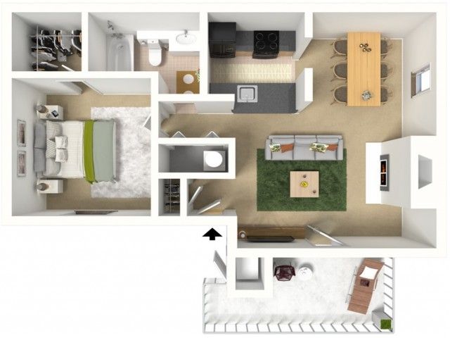 1 Bed, 1 Bath