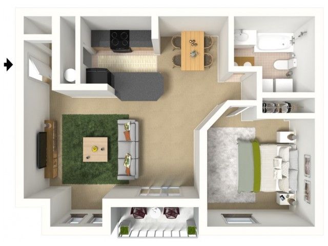 1 Bed, 1 Bath Deluxe