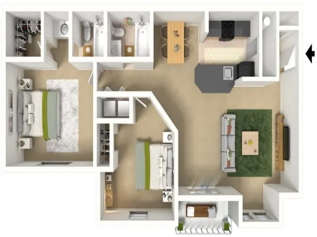 2 Bed, 2 Bath Deluxe