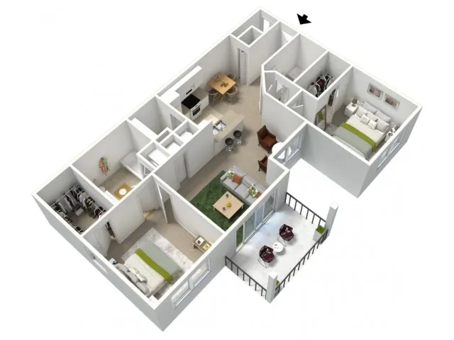 Two Bedroom, Two Bath