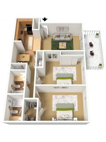 2 Bedroom, 2 Bath