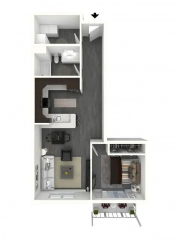 One Bedroom, One Bath - Small