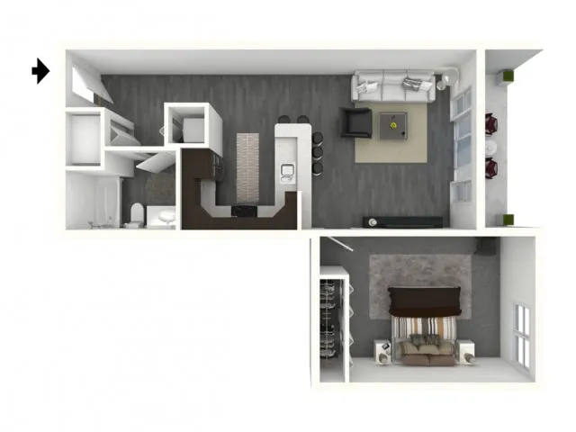 One Bedroom, One Bath - Large