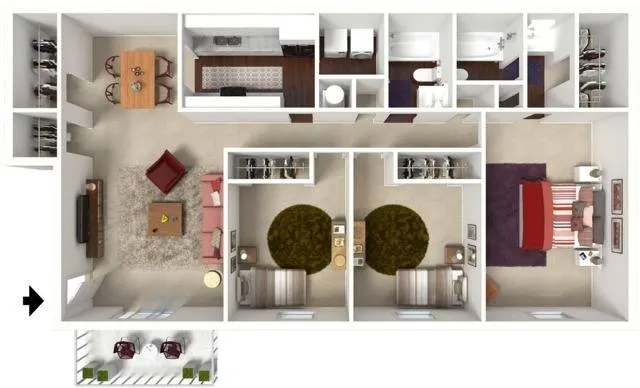 Three Bedroom, Two Bath