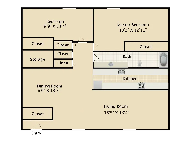 Two Bedroom/One Bath