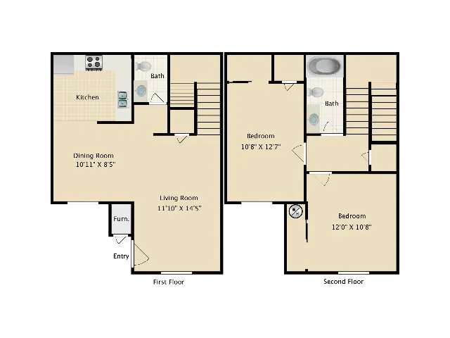 Two Bedroom/One Half Bath