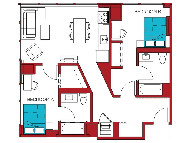 B2 | 2 bed 2 bath | from 860 square feet