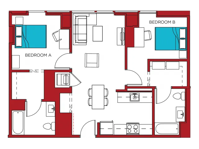 B3 | 2 bed 2 bath | from 895 square feet