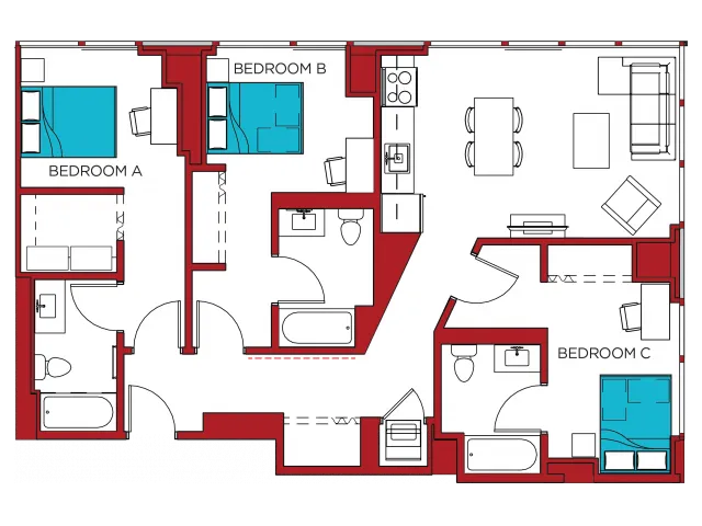 C | 3 bed 3 bath | from 1150 square feet