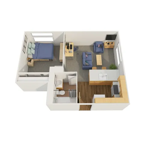 1 bed corner | 1x1 | 473 sq ft