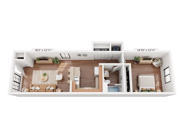 1BR/1BA - 668 sq ft