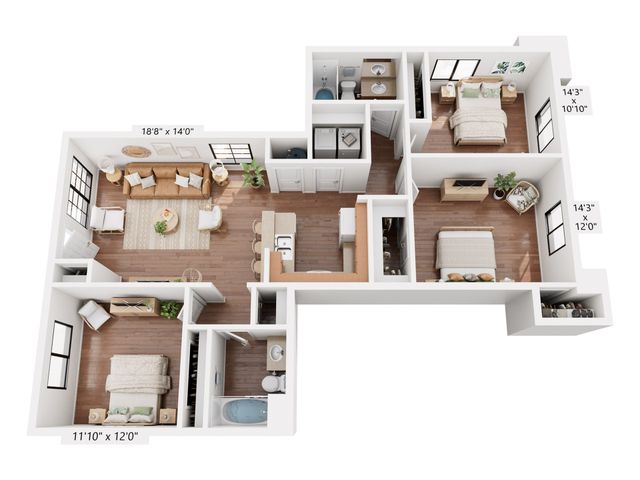 Clear Creek Village_1310 SqFt_3 Bed 2 Bath