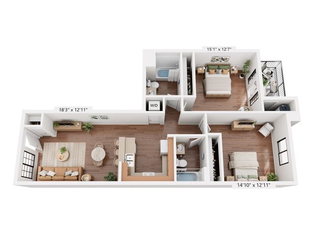2BR/2BA - Balcony 953 sq ft