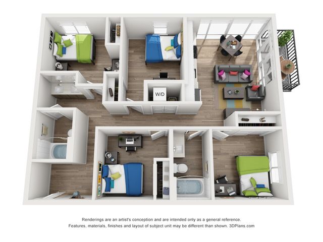 CoLab - Leasing by the Bed - Four-Bedroom Floorplan
