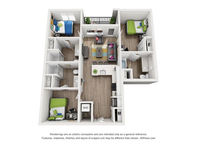 CoLab - Leasing by the Bed - Three-Bedroom Floorplan