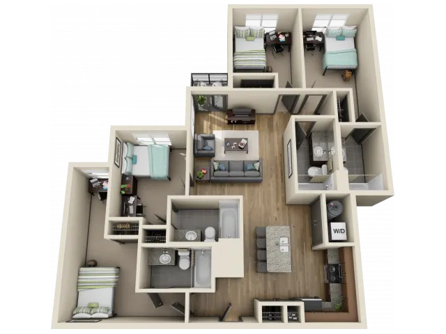 4X4D3 | 4 bed 4 bath | from 1352 square feet