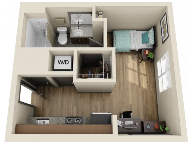 STDS2 | Studio1 bath | from 350 square feet