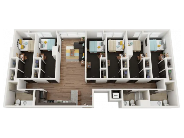 6 Bedroom 3 Bathroom | Only single spaces available. Please contact the leasing office before applying.