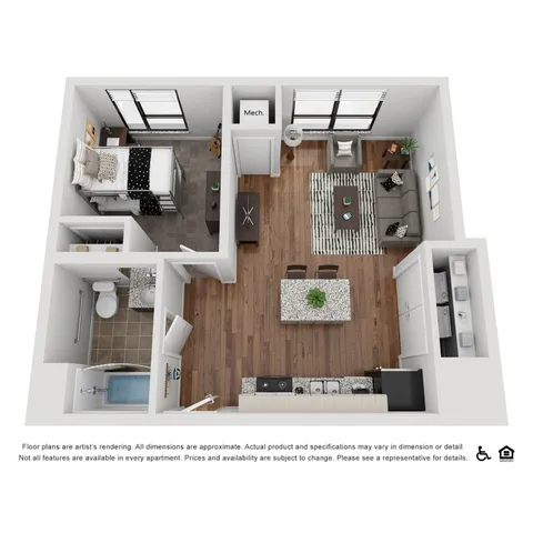 The Marshall - One-Bedroom Floor Plan