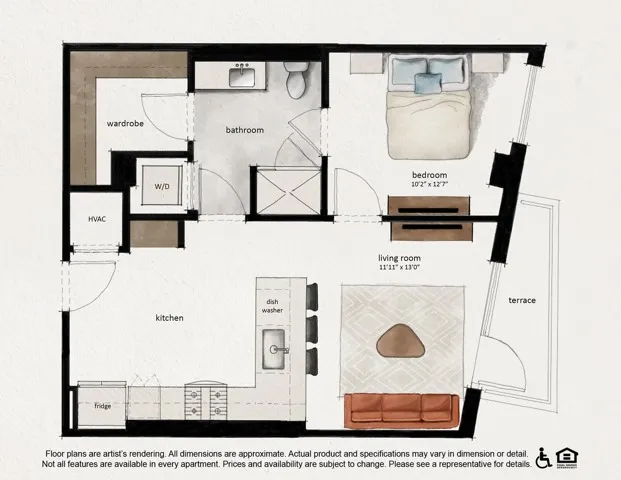 A01 | 1x1 | 669 sq ft