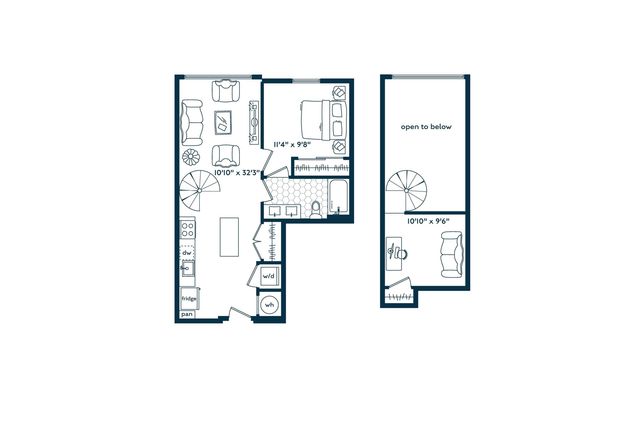 1x1 w/Loft (768 SF)