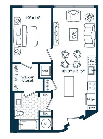1x1 (684 SF)