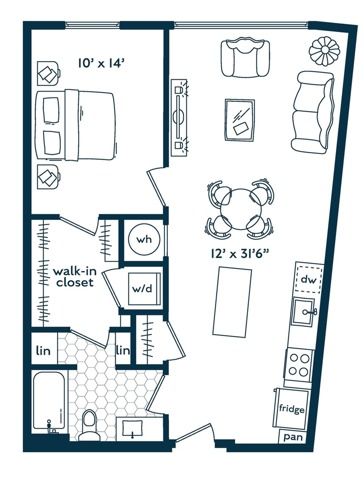 1x1 (748 SF)