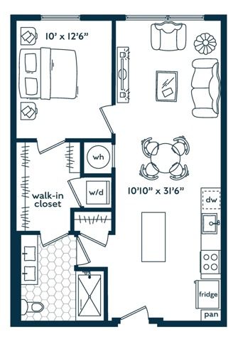 1x1 (715 SF)