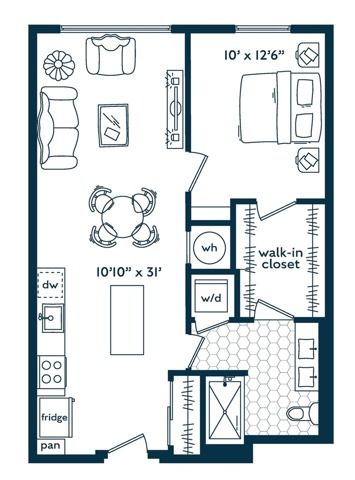 1x1 (703 SF)