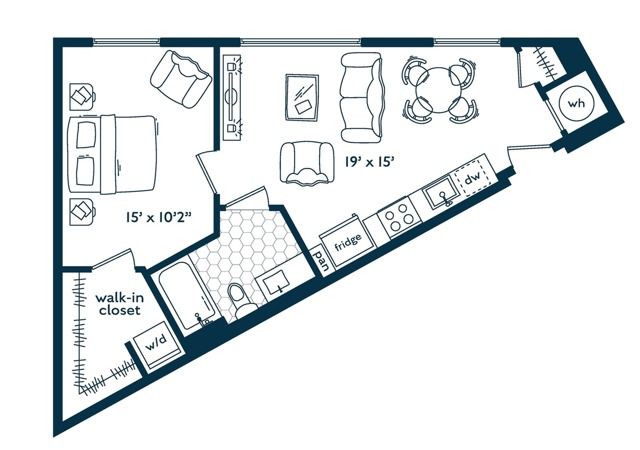 1x1 (613 SF)