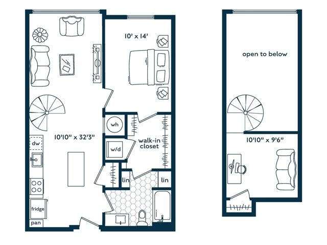 1x1 (722 SF)