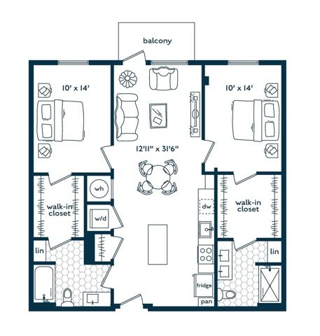 2x2 (1073 SF)