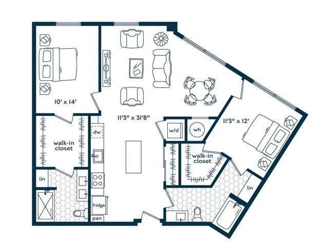 2x2 (1158 SF)